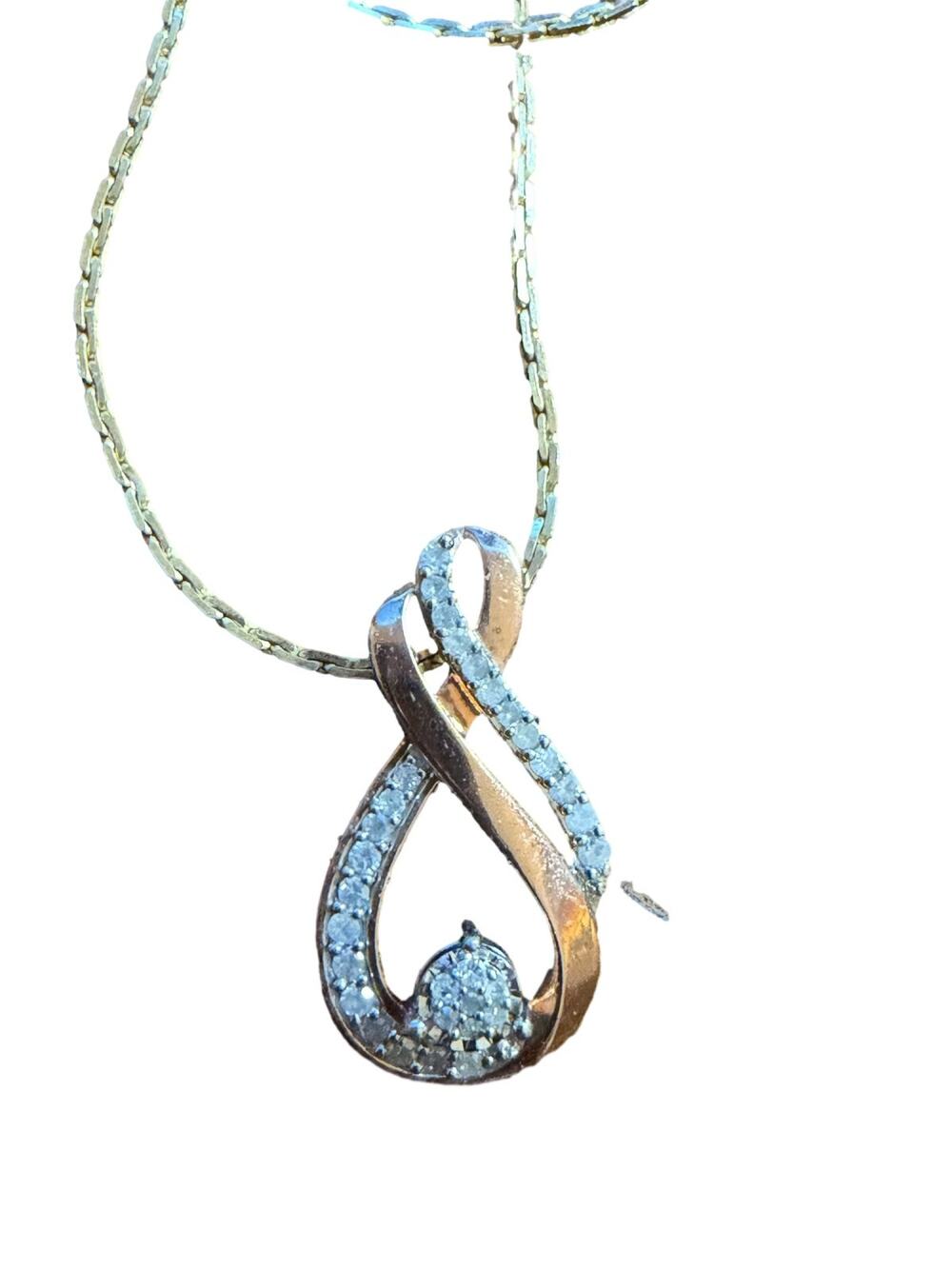 925 Sterling Silver Diamond Accent Infinity Swirl Pendant Necklace 18"